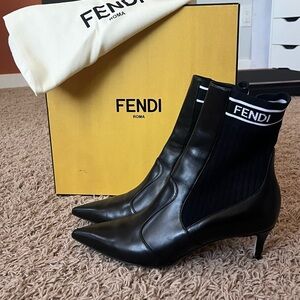 Fendi sock boots with kitten heels (original box and dust bag included)